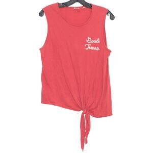 Junk Food Womens Tank Top Good Times Tie Front Sleeveless Size Medium DY